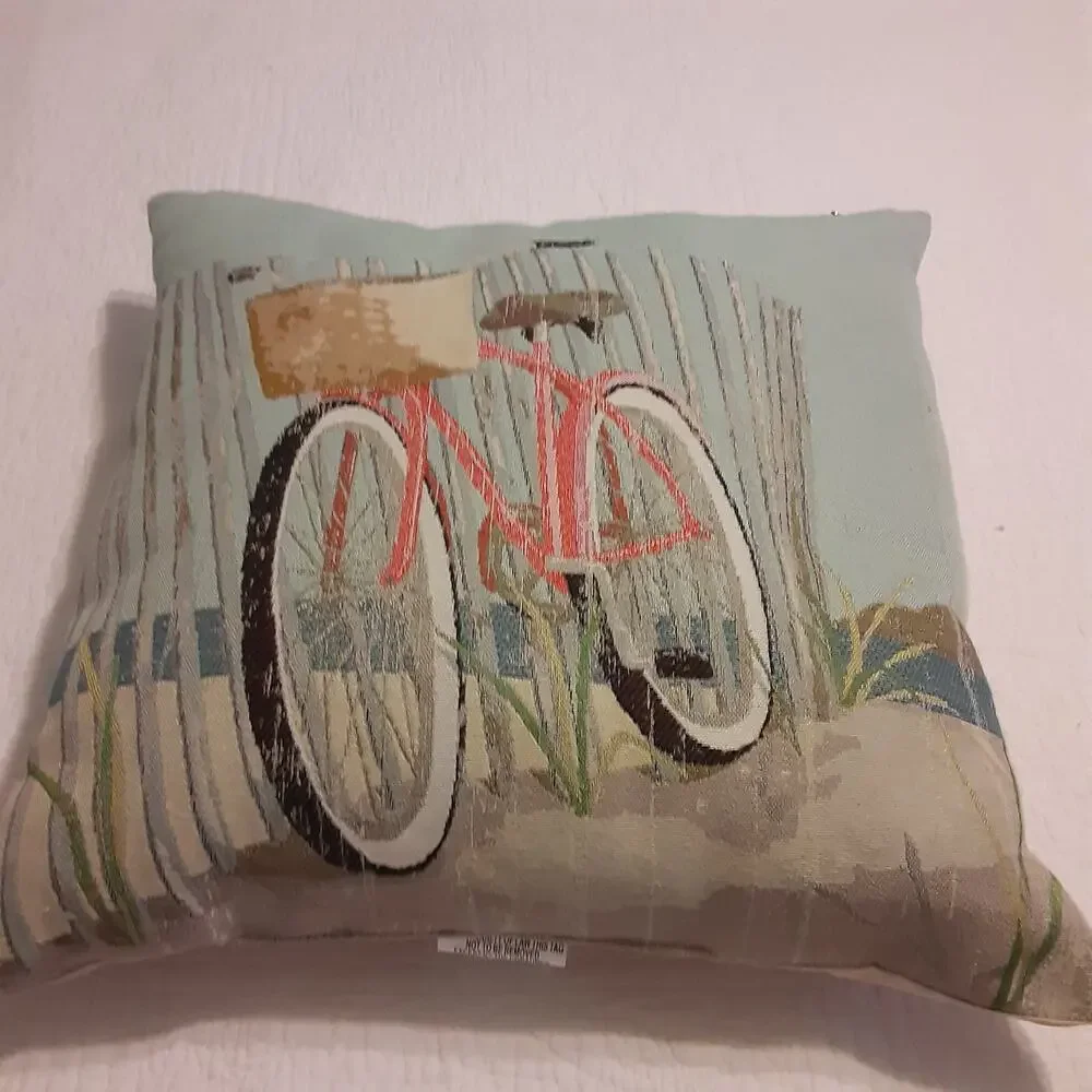 Nantucket Bicycle Pillow Textured Calming Colors